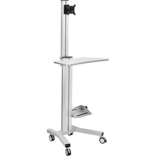 Height Adjustable Mobile Desktop Computer Workstation with 4-Outlet Power Strip