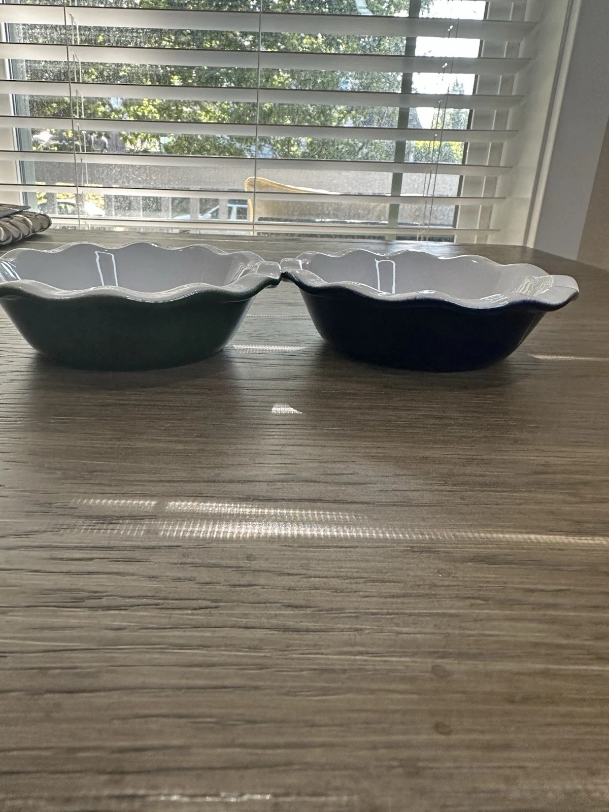 Set of 2 Emile Henry Mini Pie Dishes France 5.5" Blue And Green