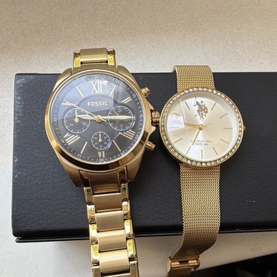 Fossil Damen Chronograph Quarz Uhr Edelstahl Gold/Schwarz BQ2400M