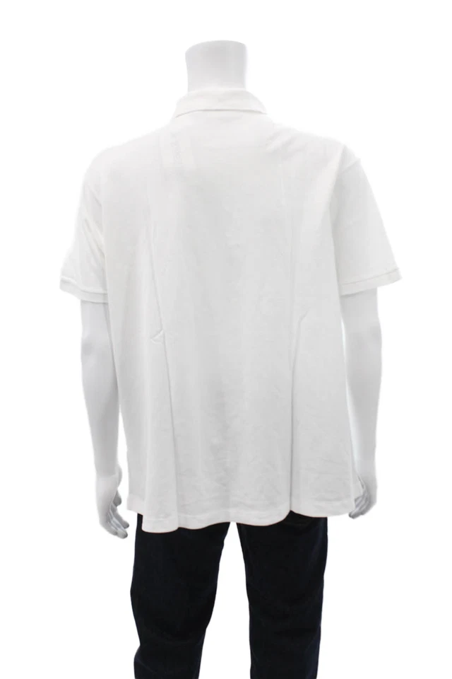 Lacoste Mens Two Button Collared Cotton Twill Polo Shirt White Size 3XL - Image 4 of 4
