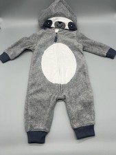 NEW!! Carter's Gray Sloth Hooded Fleece Pajamas - One Piece - Size 3 months