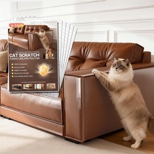 Clear Vinyl Cat Scratch Protector for Leather Furniture Easy-to-Apply Rem...