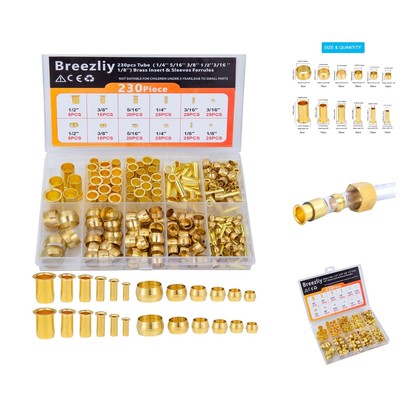 Durable Brass Compression Fittings Assortment Kit - Fast & Easy Installation