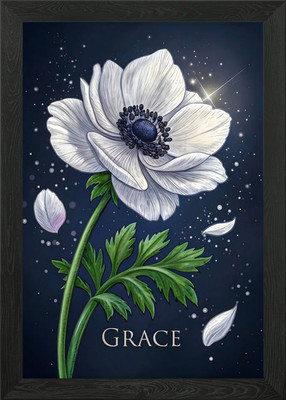 Weiße Anemone anmutige Gelassenheit UNF gerahmtes Wandbild Poster Leinwanddruck Bild