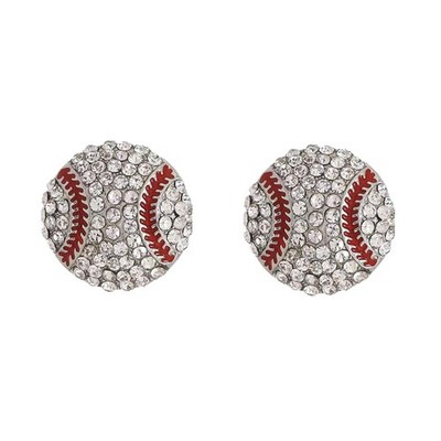CZ Sport Ball Stud Earrings for Women Silver Plated Crystal Soccer Volleyba - 01