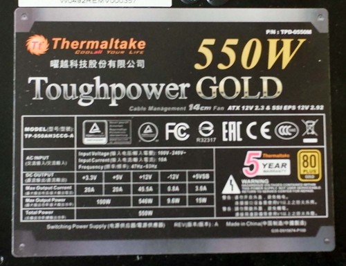 550W Netzteil Thermaltake ToughPower Gold * Modular * 80+ Gold * TP-550AH3CCG-A