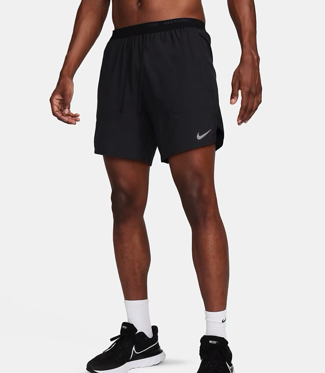 Mens Nike Lined Running Shorts Black Gray M Medium Cd8329