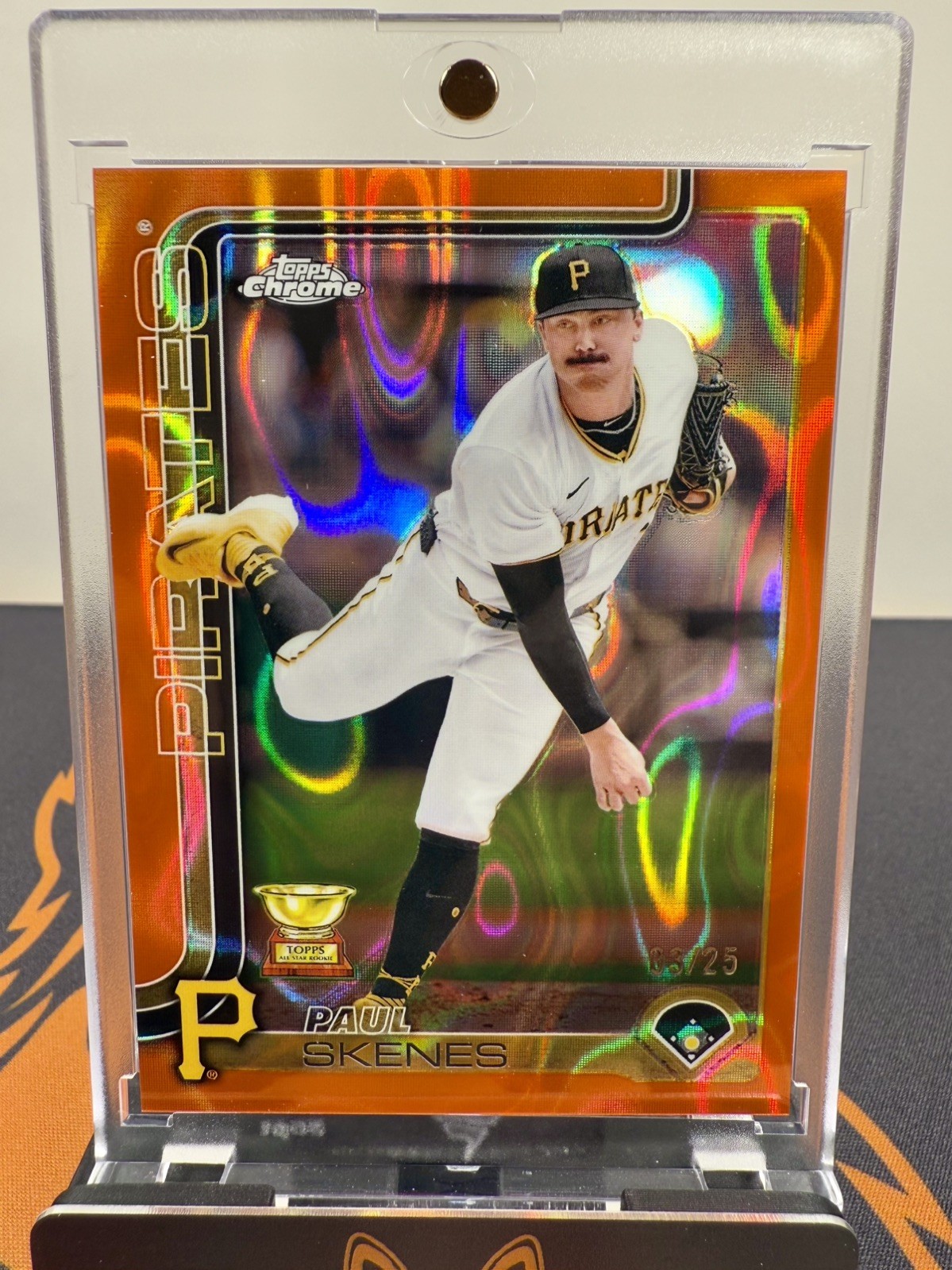 PAUL SKENES 2025 TOPPS CHROME #300 ORANGE LAVA REFRACTOR 3/25 PIRATES