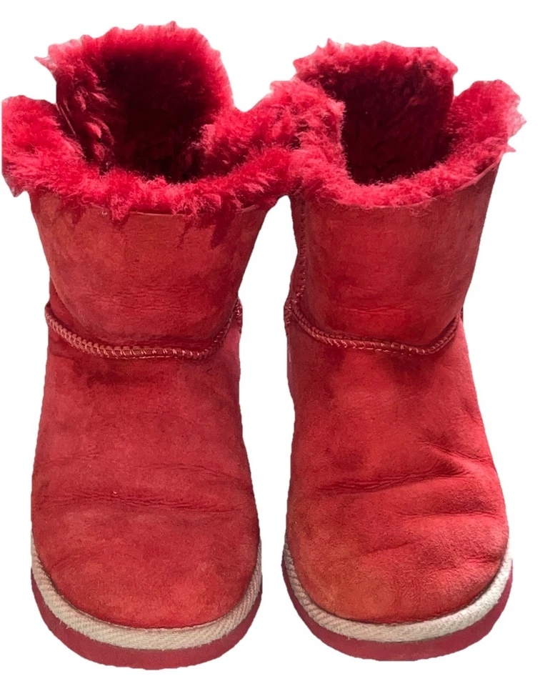 Ugg Selene Red Suede Bootie w/ Nautical Rope Back Accent – Women’s Size 5 - Image 3 of 4