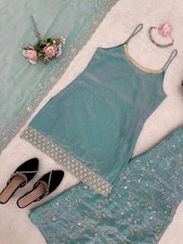 DESIGNER SILK PALAZZO SUIT SET WOMEN WEDDING GUEST FESTIVAL 3PC OUTFIT  