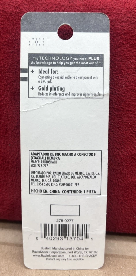 RADIO SHACK ADAPTER BNC MALE TO E CONNECTOR COAX FEMALE NEW 278-277 Goldseries - Image 2 of 2