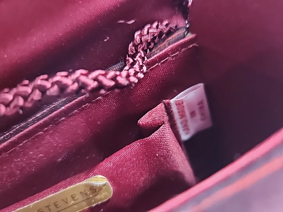 Valerie Stevens Small Dark Satin Evening Bag Clutch Or Shoulder Beaded Butterfly - Image 3 of 4