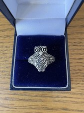 Vintage Sterling Silver Textured Detail Owl Ring Size R