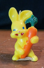 Vintage GURLEY Yellow Rabbit/ Bunny With Carrot UNLIT Candle 5” Spring  Easter