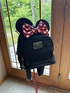 Disney Minnie Mouse Black Medium mini Backpack with Ears and Red Polka Dot Bow