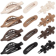 12 Pcs Flat Hair Clips for Women - 3 Styles Flat Claw Clips for Thin Thick Hair,