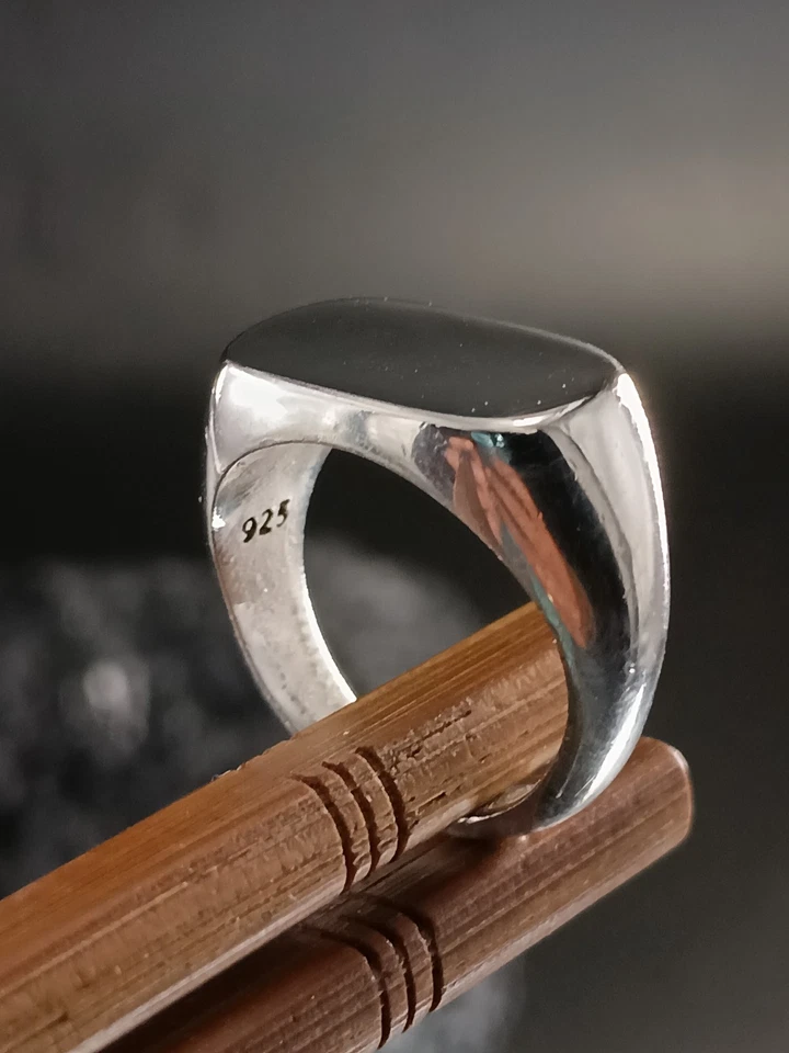 Anillo de sello grueso modernista vintage de plata pesada talla M `10 g Foto 2 de 4