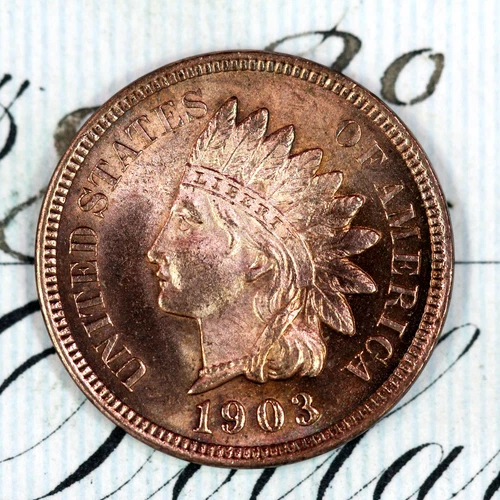 * 1903 * SOLID+ GEM BU MS INDIAN HEAD PENNY * FROM ORIGINAL COLLECTION
