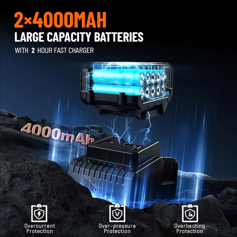 1300Nm Cordless Impact Wrench 960ft-lbs 1/2 Battery Impact Gun 2X 4.0Ah Battery - Image 4 of 4