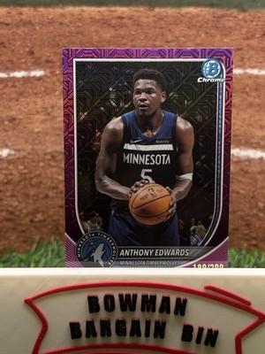 2025-26 Bowman Chrome Fuchsia Mojo Refractor #BCV103 Anthony Edwards 189/299