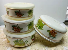 Enamelware Metal Nesting Bowls Lot of 3 Plus 1 Mixing Serving Retro LidsFruitPat