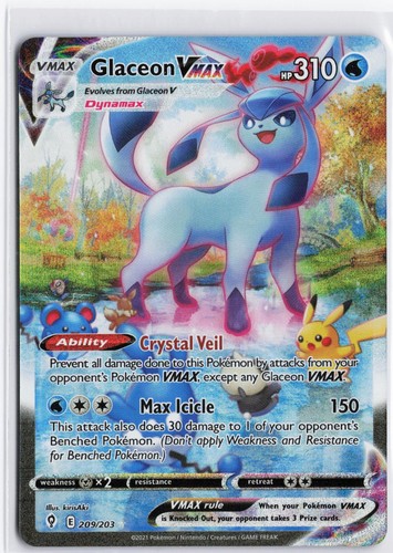 POKEMON TCG GLACEON VMAX EVOLVING SKIES 209/203 HOLO ALTERNATE ART MINT