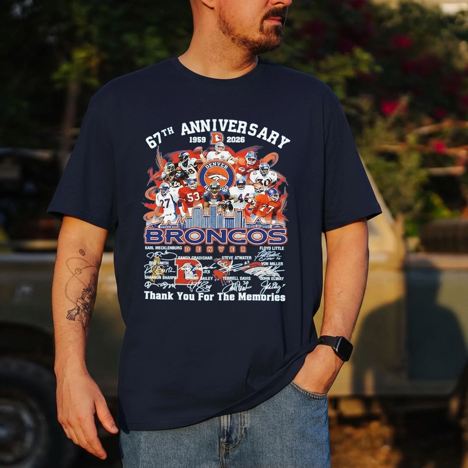 Denver Broncos 67th Anniversary 1959-2026 Signatures Division Champions T-Shirt