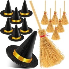 14Pcs Mini Witch Hat, Small Black Witch Hats for Crafts Halloween Party Decor