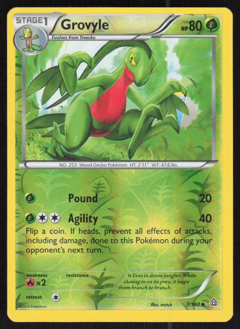 Grovyle 7/160 Uncommon Primal Clash Pokemon Reverse Holo Lightly Played
