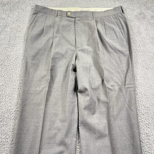 Loro Piana Pants Mens 36x32 Gray Super 100s Wool Pleated Straight Italian Dress - Picture 2 of 12