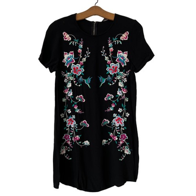 #ad Express Dress Size XS Floral Embroidered Shift Boho Hippie Trendy Cottagecore $19.99
