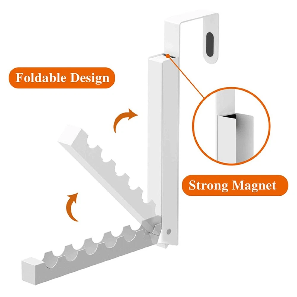 2Pcs Over The Door Hooks Hanger Folding Over The Door Clothes Drying Rack NEW