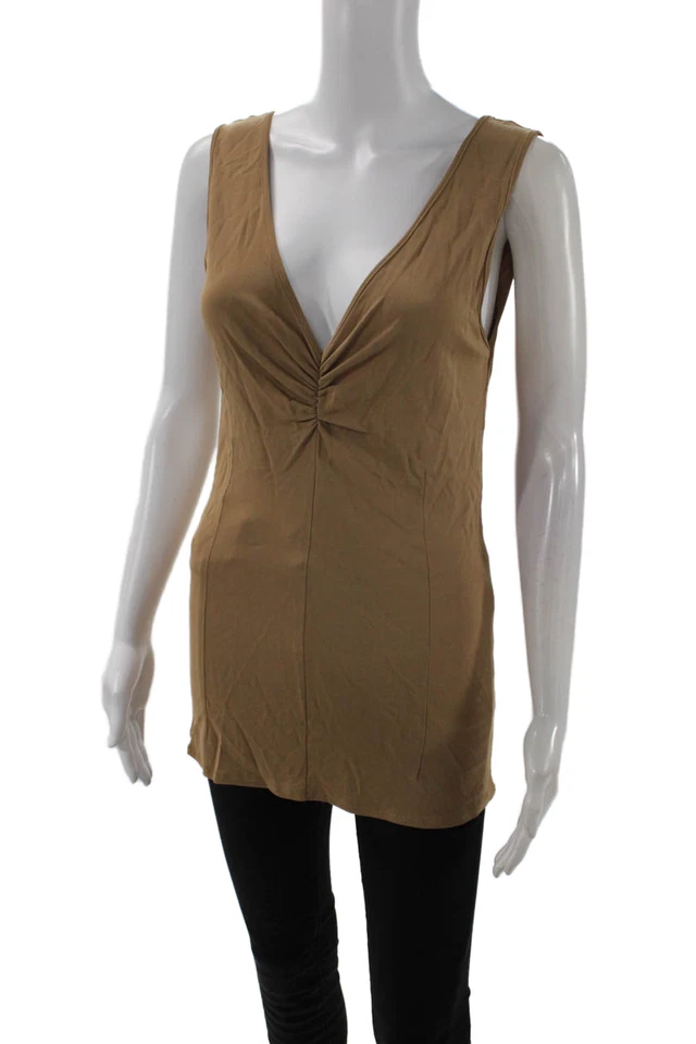 Túnica sin mangas marrón sin mangas cuello en V Valentino Miss V para mujer talla 10 Foto 2 de 4