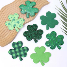 7Pcs St. Patricks Day Decorations Green Shamrock Ornaments Checkered Sequined...