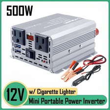 500W Power Inverter DC 12V to AC110V Car Converter 2USB 2AC for PC Camera Sliver