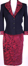 ST.JOHN Women's Red Black Sequins Shimmer Print Rhinestone Jacket Dress Sz 4-6