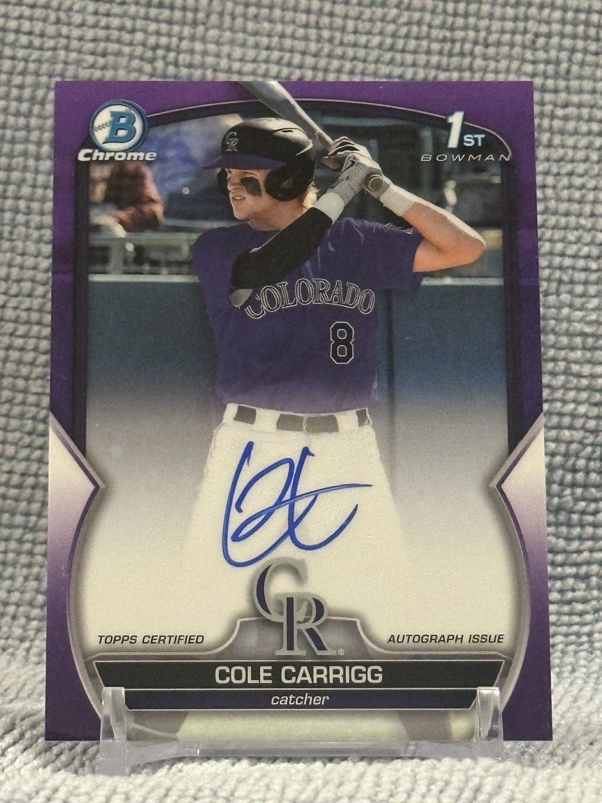 2023 Bowman Draft Cole Carrigg Chrome Auto Purple Refractor 1st #41/250