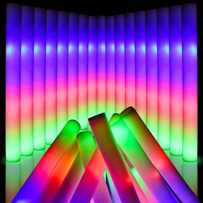 58 PCS LED Foam Glow Sticks Bulk, Glow in the Dark Party Supplies with 3 Mode...