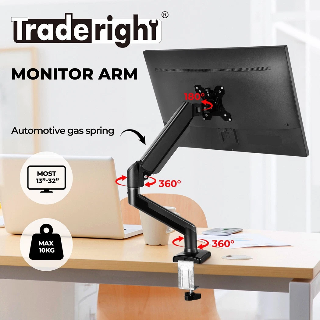 Traderight Monitor Riser Stand Single Arm Holder Screen TV LED Bracket Desk 32''