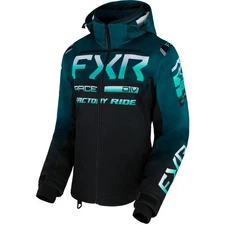 FXR Womens RRX Snowmobile Jacket Thermal Dry Winter Black/Ocean/Mint Fade