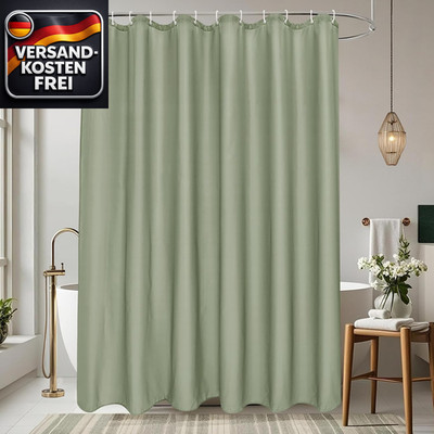 Duschvorhang 180x200 cm Textil wasserdicht schnelltrocknend antischimmel grün mi