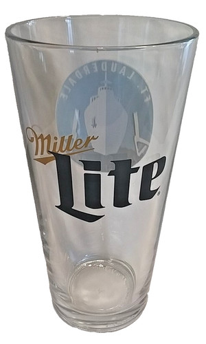 Miller Lite Pint Beer Glass Ft Lauderdale Rare Libbey Duratuff USA 16oz COLLECTI