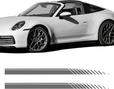 2Pcs Gray Sports Racing Stripe Graphic Stickers, Universal Side Do Color: Gray