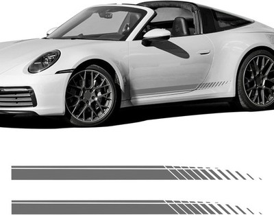 2Pcs Gray Sports Racing Stripe Graphic Stickers, Universal Side Do Color: Gray