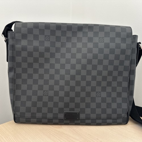 LOUIS VUITTON Damier Graphite District GM Shoulder Bag Black