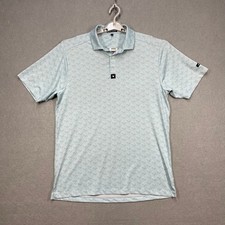 Bad Birdie Polo Shirt Men Large Blue AOP Flamingo Print Performance Golf Stretch