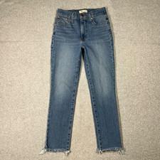 Madewell The Perfect Vintage Jean Women's Size 26 Medium Wash Blue Raw Hem
