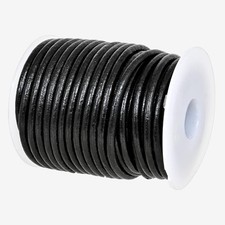 Versatile 10m Leather String Cord - 3mm Round Black for Necklaces  Bracelets