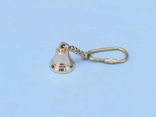 Mini Brass Bell Keychain Polished Nautical Gift Maritime Collectible Ring