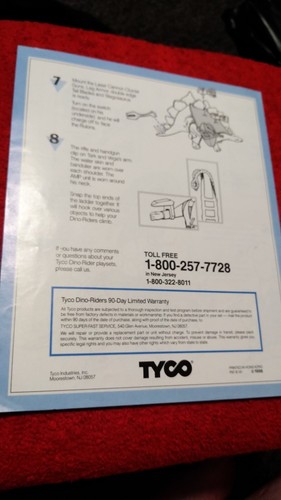 Dino Riders Stegosaurus Instruction Manual English Tyco 1988 Rulon Parts Tark - Picture 2 of 2